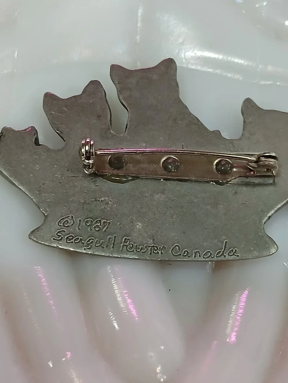 Vintage sterling Three Cats in a Basket Brooch